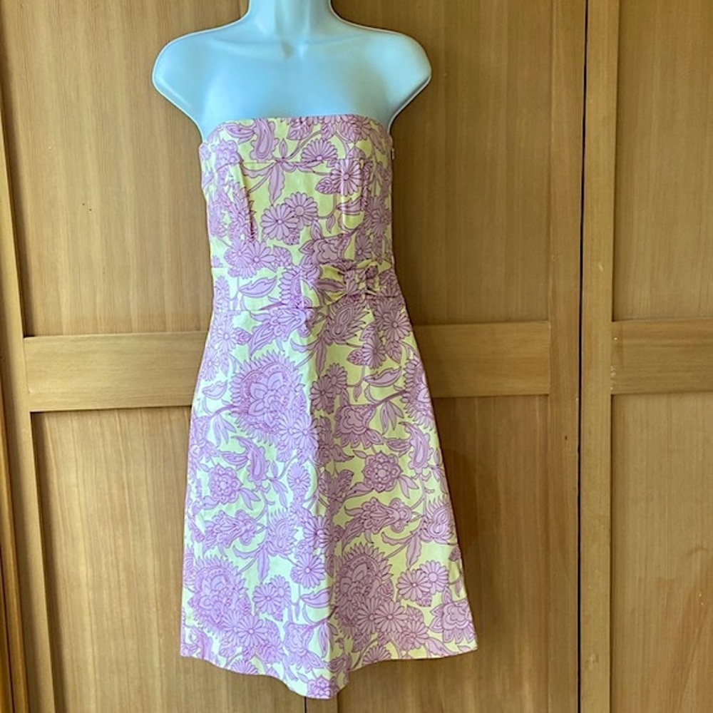 Tibi Strapless Floral Print Cocktail Dress